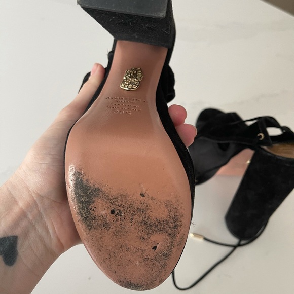 Aquazurra block heel tie up sandals - Picture 6 of 7